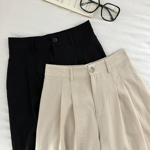Spaghetti Strap Side Slit Top with Wide Leg Trousers